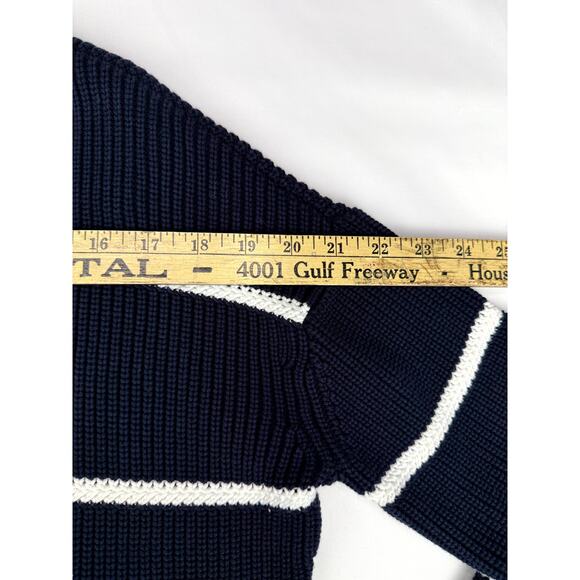 Vince Racked Rib Cotton Stripe in Coastal/Optic White Size L - Picture 6 of 9